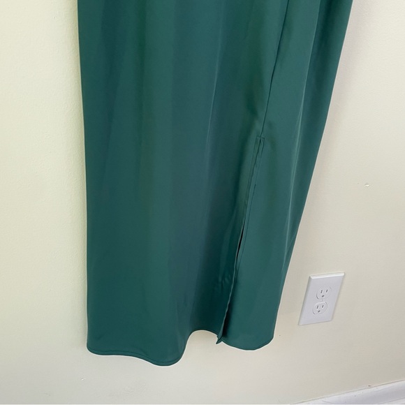 A New Day Emerald Green Midi Satin Slip Dress M Medium Adjustable Straps - Picture 6 of 10